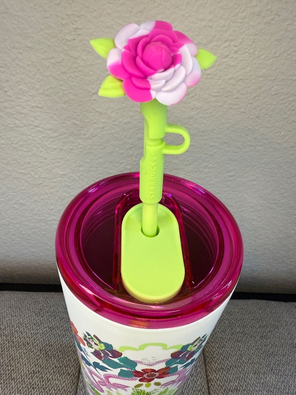 Starbucks Floral Tumbler Bottle, With Flower Straw Topper, 24oz - Picture 3 of 16